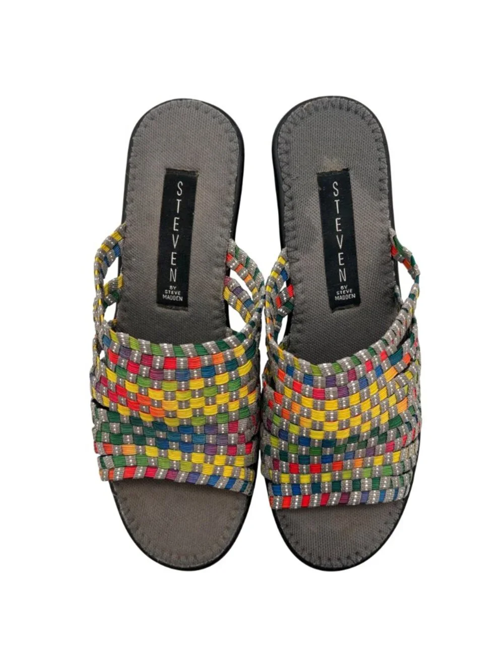 Steven By Steve Madden Bellina Multicolor Woven Open Toe Wedge Sandal Womens 6.5 - Picture 7 of 13
